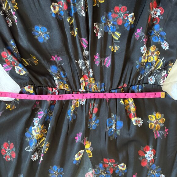 Catherine Malandrino Women's Black Floral Print Silk Blend Dress Size 10 - Picture 3 of 5